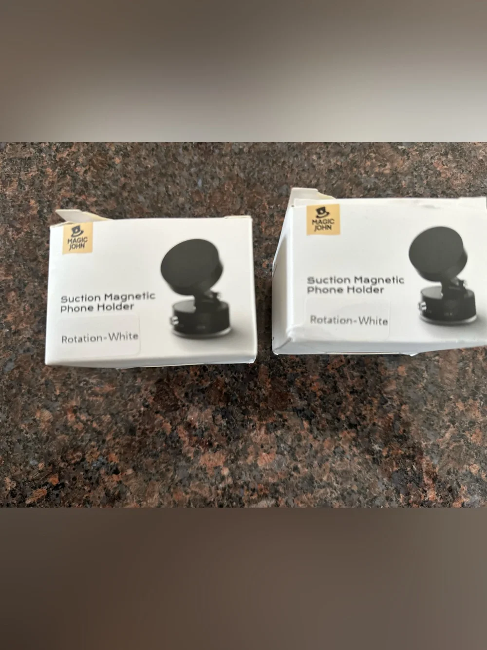 Pair of white Magnetic Suction Phone Holder for watching videos or recording